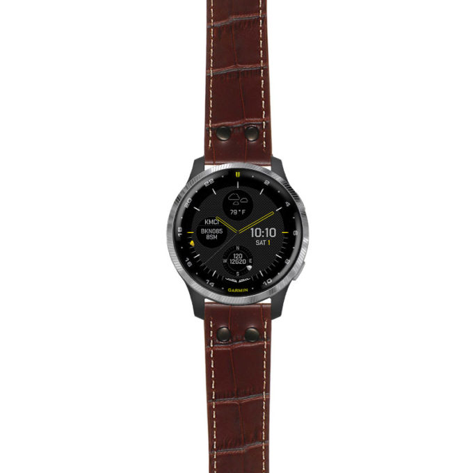 g.d2a.ds16 Main Brown StrapsCo DASSARI Croc Embossed Leather Pilot Watch Band with Matte Black Buckle 20mm