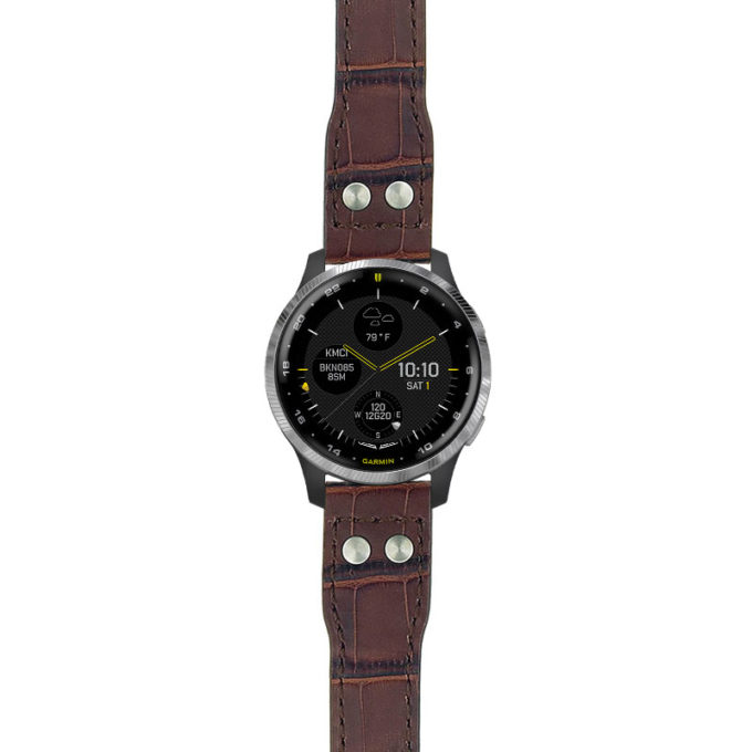 g.d2a.iw1 Main Dark Brown StrapsCo DASSARI Aviator Crocodile Embossed Leather Strap 20mm