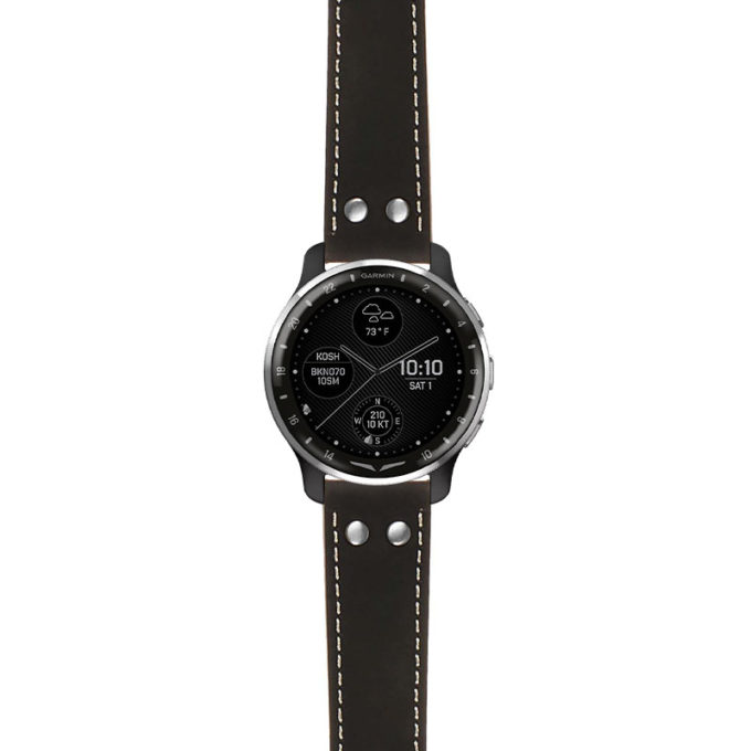 g.dax10.ds14 Main Black StrapsCo DASSARI Vintage Leather Pilot Watch Band with Brush Silver Buckle 20mm