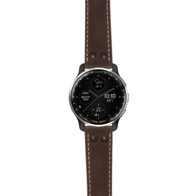 g.dax10.ds14 Main Brown StrapsCo DASSARI Vintage Leather Pilot Watch Band with Matte Black Buckle 20mm