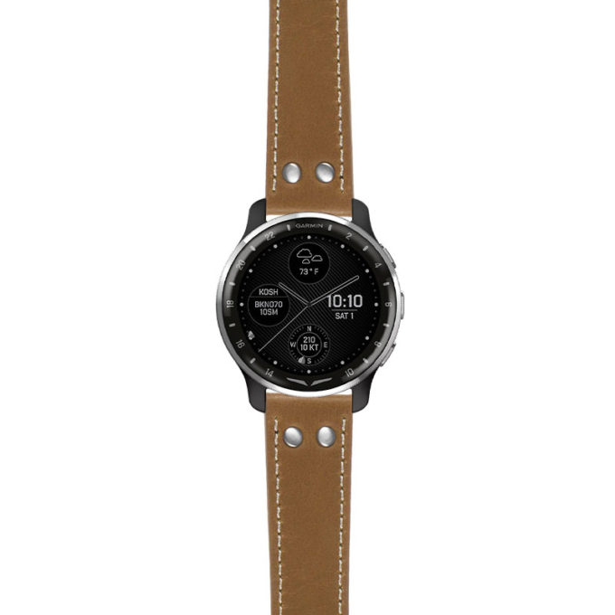 g.dax10.ds14 Main Khaki StrapsCo DASSARI Vintage Leather Pilot Watch Band with Brush Silver Buckle 20mm