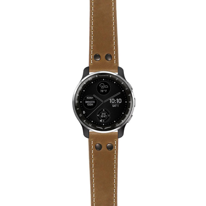 g.dax10.ds14 Main Khaki StrapsCo DASSARI Vintage Leather Pilot Watch Band with Matte Black Buckle 20mm