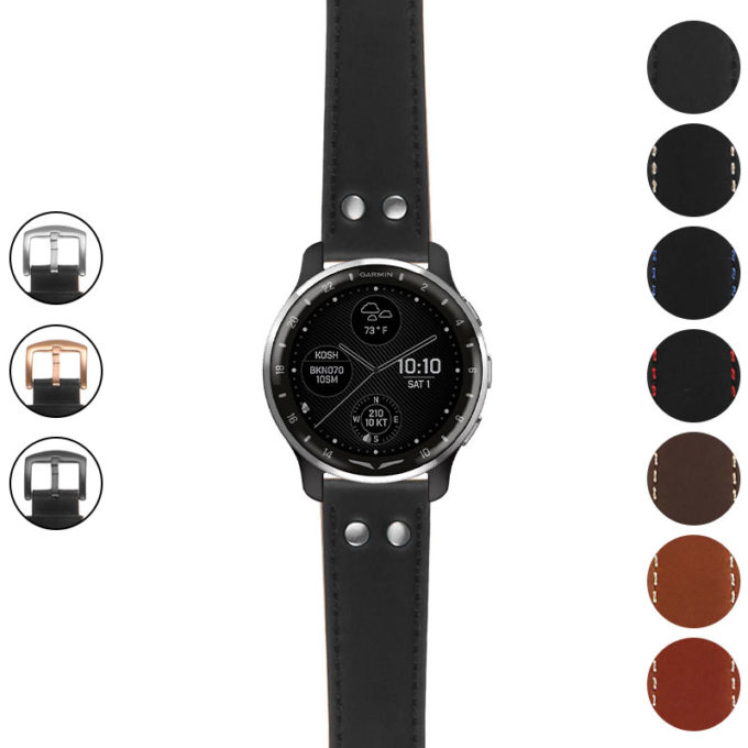 g.dax10.ds15 Gallery Black StrapsCo DASSARI Pilot Leather Watch Band with Brush Silver Buckle 20mm