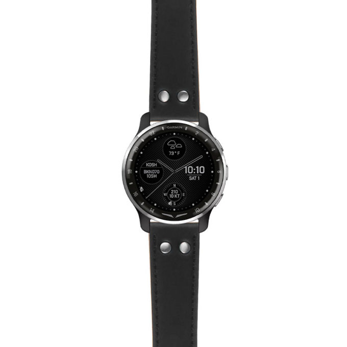 g.dax10.ds15 Main Black StrapsCo DASSARI Pilot Leather Watch Band with Brush Silver Buckle 20mm