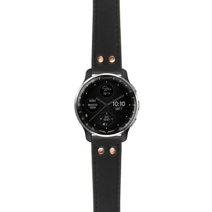 g.dax10.ds15 Main Black StrapsCo DASSARI Pilot Leather Watch Band with Rose Gold Buckle 20mm