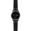 g.dax10.ds15 Main Black with Blue Stictching StrapsCo DASSARI Pilot Leather Watch Band with Brush Silver Buckle 20mm