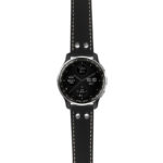 g.dax10.ds15 Main Black with Ivory Stictching StrapsCo DASSARI Pilot Leather Watch Band with Brush Silver Buckle 20mm
