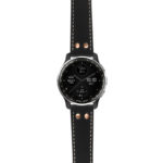 g.dax10.ds15 Main Black with Ivory Stictching StrapsCo DASSARI Pilot Leather Watch Band with Rose Gold Buckle 20mm
