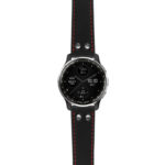 g.dax10.ds15 Main Black with Red Stictching StrapsCo DASSARI Pilot Leather Watch Band with Brush Silver Buckle 20mm