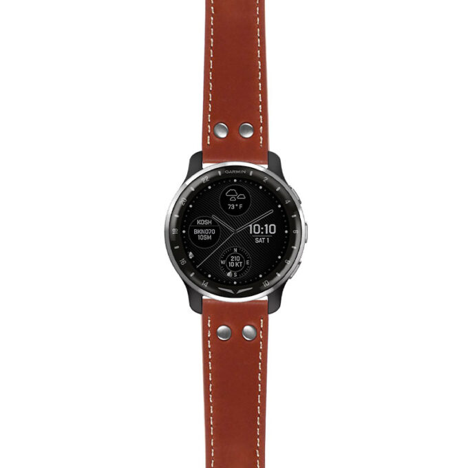 g.dax10.ds15 Main Rust StrapsCo DASSARI Pilot Leather Watch Band with Brush Silver Buckle 20mm
