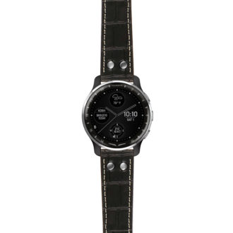 g.dax10.ds16 Main Black StrapsCo DASSARI Croc Embossed Leather Pilot Watch Band with Brush Silver Buckle 20mm