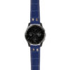 g.dax10.ds16 Main Blue StrapsCo DASSARI Croc Embossed Leather Pilot Watch Band with Brush Silver Buckle 20mm