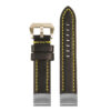st23 Main Up Black & Yellow StrapsCo Heavy Duty Mens Leather Watch Band Strap