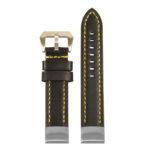 st23 Main Up Black & Yellow StrapsCo Heavy Duty Mens Leather Watch Band Strap