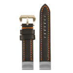 st23 Up Black & Orange StrapsCo Heavy Duty Mens Leather Watch Band Strap