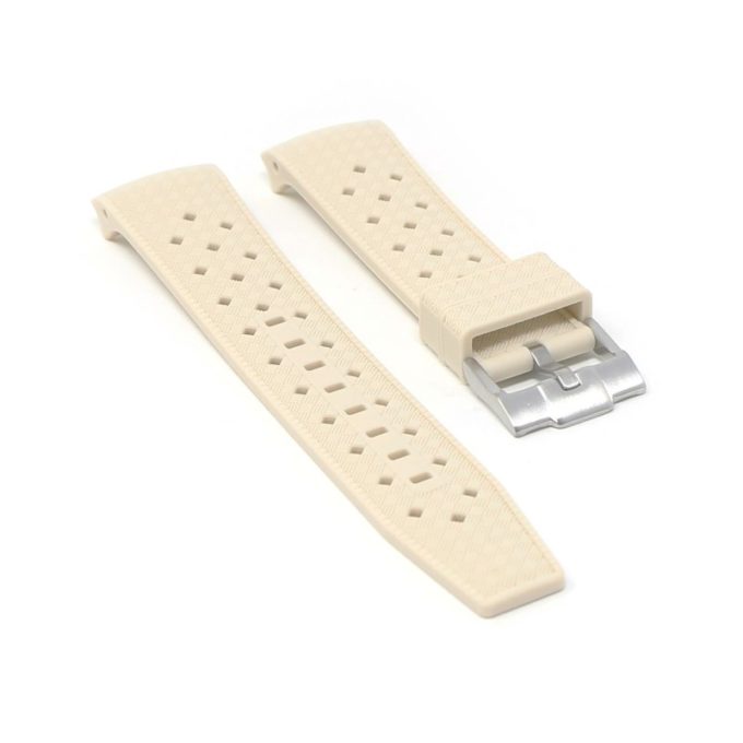 bs2.17 Angle Beige StrapsCo Fitted Textured Rubber Watch Band Strap For Blancpain x Swatch Fifty Fathoms