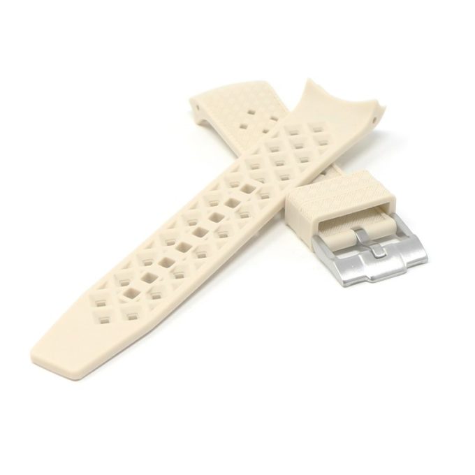 bs2.17 Cross Beige StrapsCo Fitted Textured Rubber Watch Band Strap For Blancpain x Swatch Fifty Fathoms