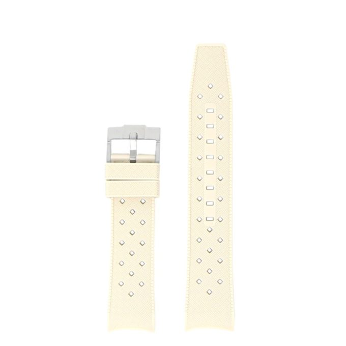 bs2.17 Up Beige StrapsCo Fitted Textured Rubber Watch Band Strap For Blancpain x Swatch Fifty Fathoms