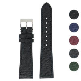 st31.1 Gallery Black DASSARI Saffiano Leather Watch Band Strap 8mm 10mm 12mm 14mm 16mm 18mm 19mm 20mm 21mm 22mm 23mm 24mm