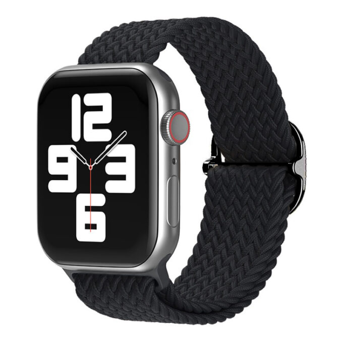 a.ny6.1 Black StrapsCo Braided Stretch Band Strap for Apple Watch 38mm 40mm 41mm 42mm 44mm 45mm 49mm
