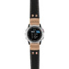 g.d2bv.ds15 Main Black with Ivory Stictching StrapsCo DASSARI Pilot Leather Watch Band with Rose Gold Buckle 22mm