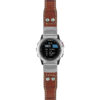 g.d2bv.iw1 Main Brown with White Stitching StrapsCo DASSARI Aviator Crocodile Embossed Leather Strap 22mm