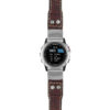 g.d2bv.iw1 Main Dark Brown with White Stitching StrapsCo DASSARI Aviator Crocodile Embossed Leather Strap 22mm