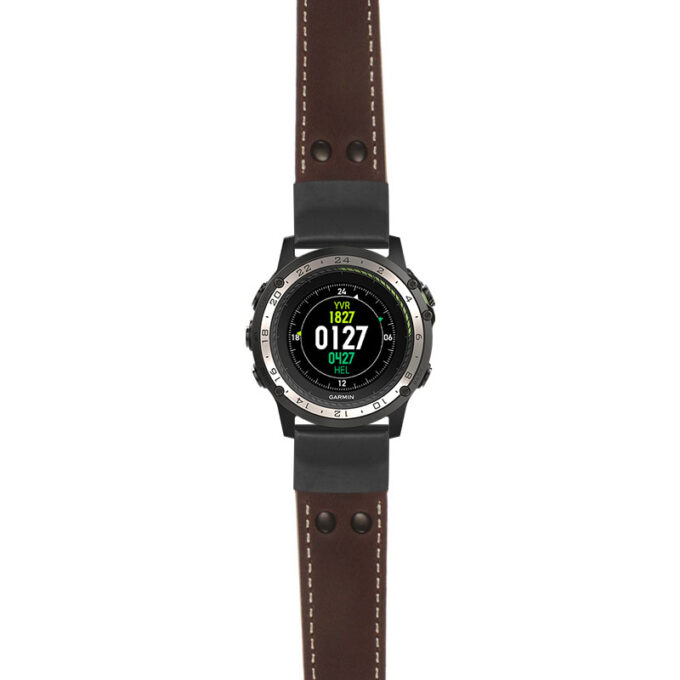 g.d2ch.ds14 Main Brown StrapsCo DASSARI Vintage Leather Pilot Watch Band with Matte Black Buckle 22mm