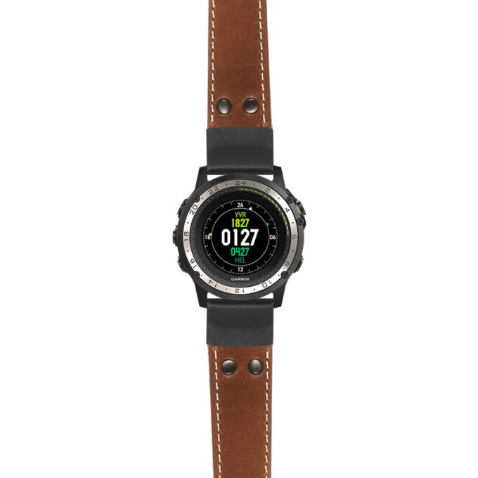 g.d2ch.ds14 Main Tan StrapsCo DASSARI Vintage Leather Pilot Watch Band with Matte Black Buckle 22mm