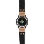 g.d2ch.ds15 Main Black with Ivory Stictching StrapsCo DASSARI Pilot Leather Watch Band with Rose Gold Buckle 22mm