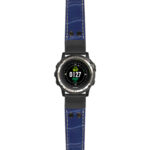 g.d2ch.ds16 Main Blue StrapsCo DASSARI Croc Embossed Leather Pilot Watch Band with Matte Black Buckle 22mm
