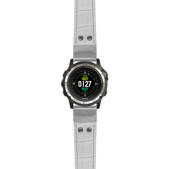 g.d2ch.ds16 Main White StrapsCo DASSARI Croc Embossed Leather Pilot Watch Band with Brush Silver Buckle 22mm