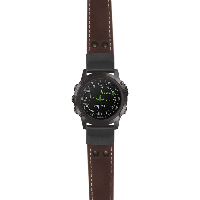 g.d2dpx.ds14 Main Brown StrapsCo DASSARI Vintage Leather Pilot Watch Band with Matte Black Buckle 22mm