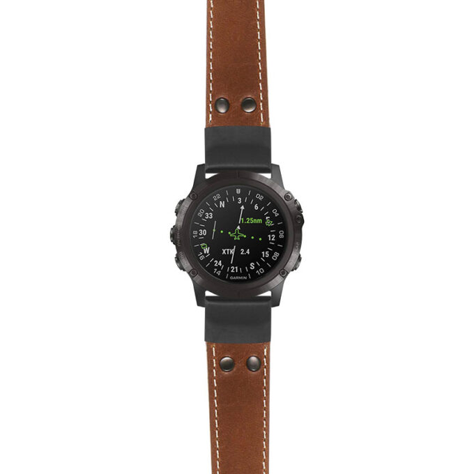 g.d2dpx.ds14 Main Tan StrapsCo DASSARI Vintage Leather Pilot Watch Band with Matte Black Buckle 22mm