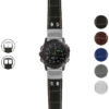 g.d2dpx.ds16 Gallery Black StrapsCo DASSARI Croc Embossed Leather Pilot Watch Band with Brush Silver Buckle 22mm