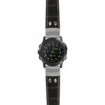 g.d2dpx.ds16 Main Black StrapsCo DASSARI Croc Embossed Leather Pilot Watch Band with Brush Silver Buckle 22mm