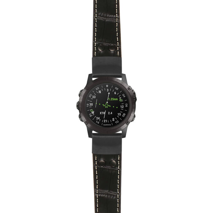 g.d2dpx.ds16 Main Black StrapsCo DASSARI Croc Embossed Leather Pilot Watch Band with Matte Black Buckle 22mm