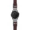 g.d2dpx.iw1 Main Dark Brown with White Stitching StrapsCo DASSARI Aviator Crocodile Embossed Leather Strap 22mm