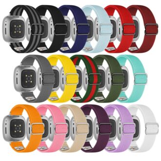 ny100 All Color StrapsCo Nylon Stretch Watch Band Strap For Fitbit Versa 3 Versa 4 Sense 2