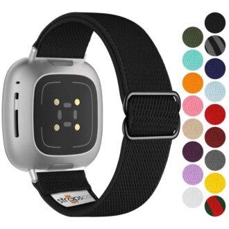 ny100 Gallery StrapsCo Nylon Stretch Watch Band Strap For Fitbit Versa 3 Versa 4 Sense 2