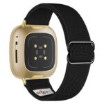 ny100.1.rg Back Black StrapsCo Nylon Stretch Watch Band Strap For Fitbit Versa 3 Versa 4 Sense 2