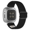 ny100.1.ss Back Black StrapsCo Nylon Stretch Watch Band Strap For Fitbit Versa 3 Versa 4 Sense 2