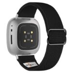 ny100.1.ss Back Black StrapsCo Nylon Stretch Watch Band Strap For Fitbit Versa 3 Versa 4 Sense 2