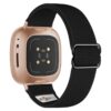 ny100.1.yg Back Black StrapsCo Nylon Stretch Watch Band Strap For Fitbit Versa 3 Versa 4 Sense 2