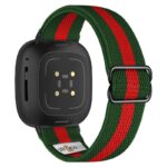 ny100.11.6.mb Back Green and Red StrapsCo Nylon Stretch Watch Band Strap For Fitbit Versa 3 Versa 4 Sense 2