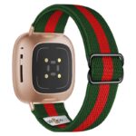ny100.11.6.rg Back Green and Red StrapsCo Nylon Stretch Watch Band Strap For Fitbit Versa 3 Versa 4 Sense 2