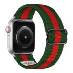 ny100.11.6.ss Back Green & Red StrapsCo Nylon Stretch Watch Band Strap For Apple Watch 38mm 40mm 41mm 42mm 44mm 45mm 49mm