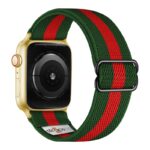 ny100.11.6.yg Back Green & Red StrapsCo Nylon Stretch Watch Band Strap For Apple Watch 38mm 40mm 41mm 42mm 44mm 45mm 49mm