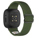 ny100.11.mb Back Army Green StrapsCo Nylon Stretch Watch Band Strap For Fitbit Versa 3 Versa 4 Sense 2