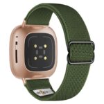 ny100.11.rg Back Army Green StrapsCo Nylon Stretch Watch Band Strap For Fitbit Versa 3 Versa 4 Sense 2